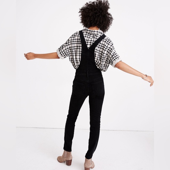 Madewell Overalls in Lunar Wash Skinny Black Denim Sz Small Good Used Condition - Picture 2 of 12